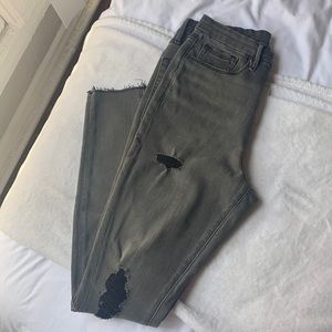 Gray distressed good American jeans